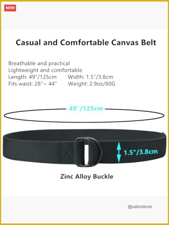 Canvas Web Belt with Zinc Alloy Double D-Ring Buckle - 8 Pack Adjustable main image 6